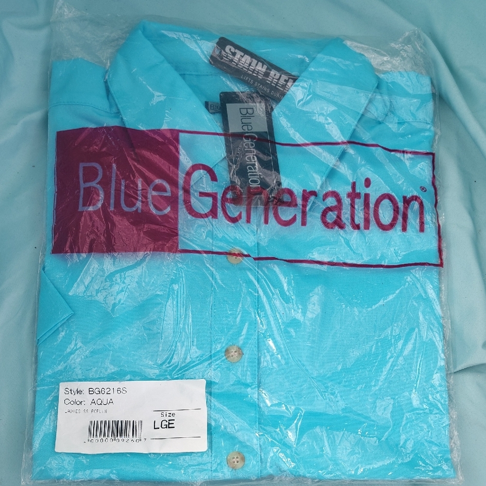 Blue Generation large Aqua Blue Button Up Long Sleeve Shirt